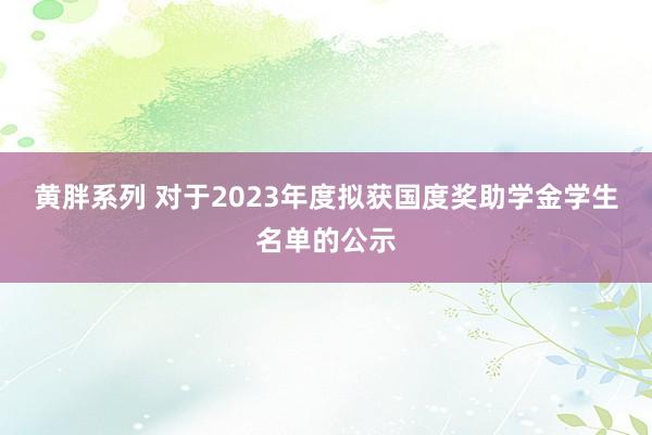 黄胖系列 对于2023年度拟获国度奖助学金学生名单的公示